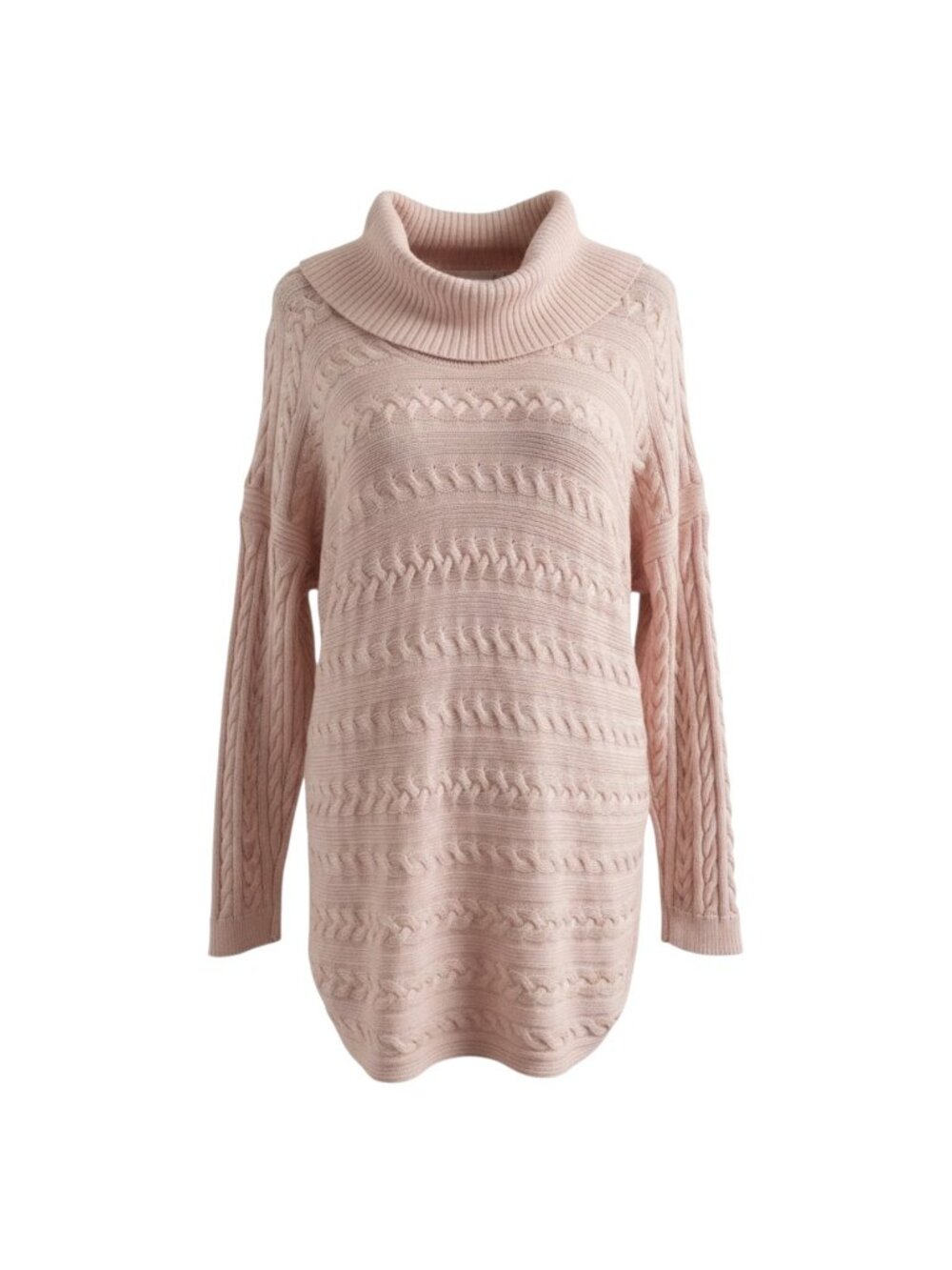 ​Lauren Ralph Lauren Plus Size 1X Pale Pink Cable Knit Cowl Neck Tunic